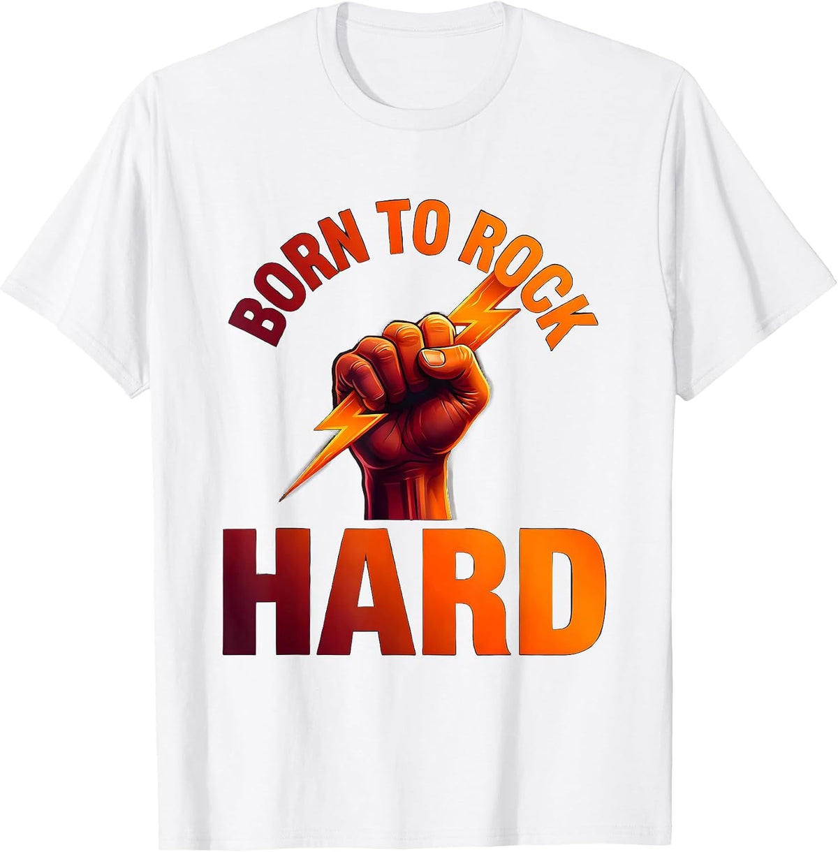 Born to Rock Hard Bold Rock Music Design T-Shirt - White