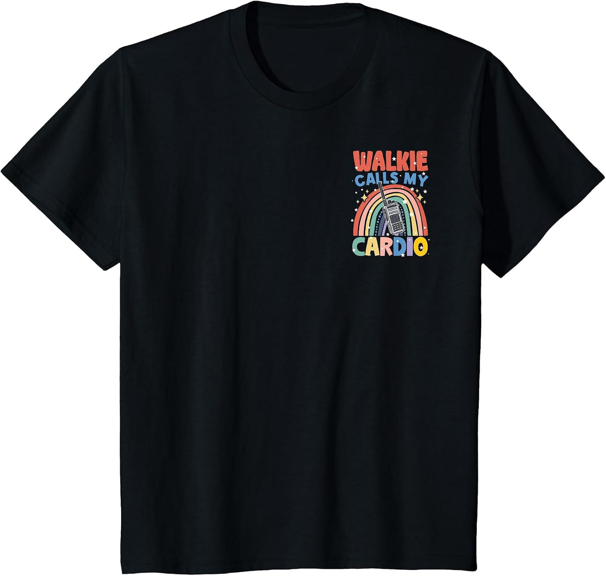 Walkie Calls My Cardio Rainbow Radio Minimalist T-Shirt - Black