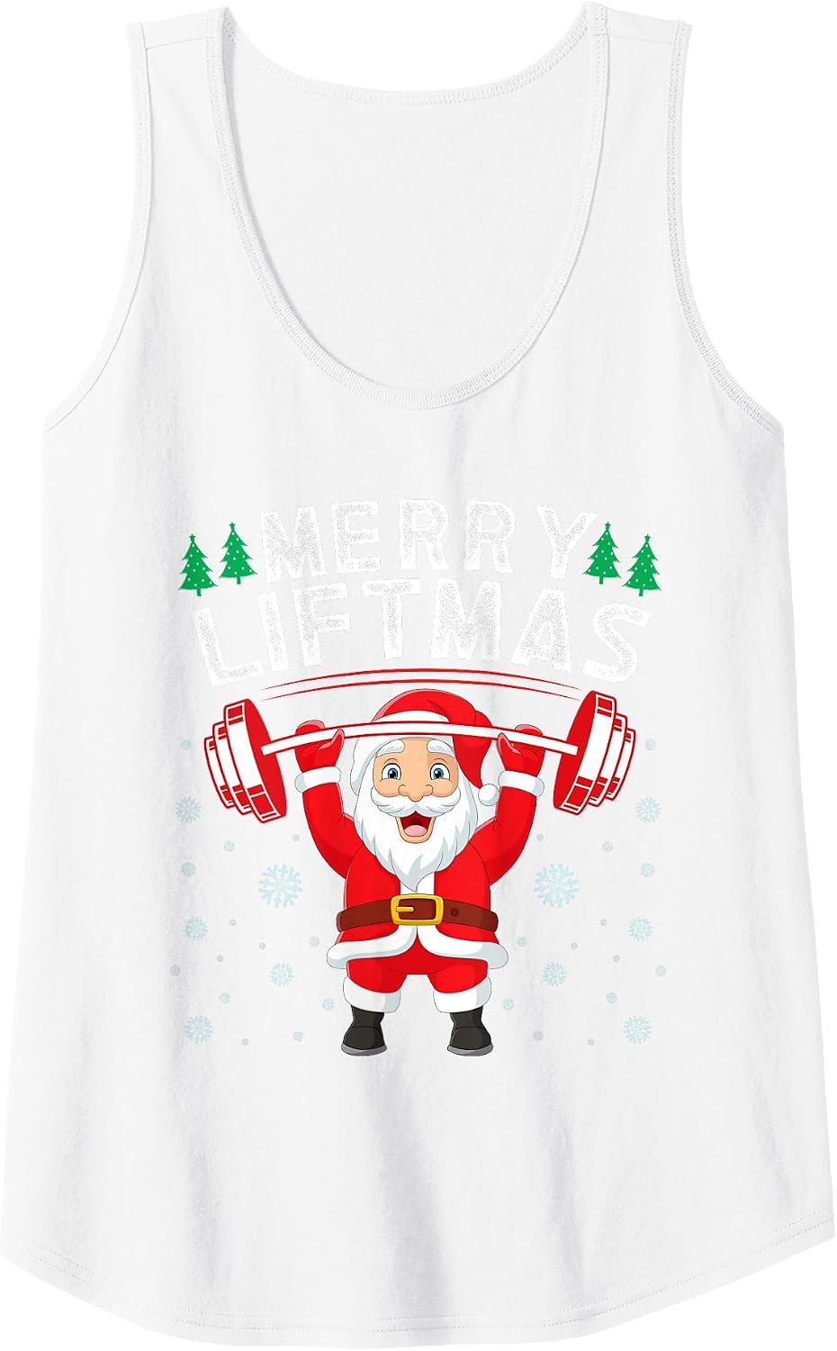 Merry Liftmas Santa Gym Workout Funny Christmas Fitness Tank Top - White