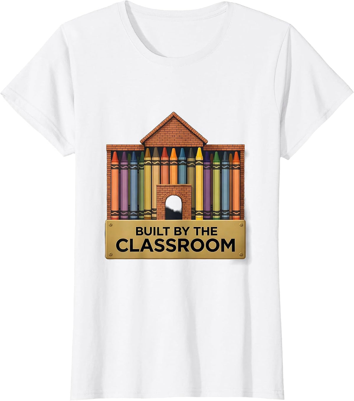 Women's Built by the Classroom 5th Grade Teacher Design T-Shirt - White