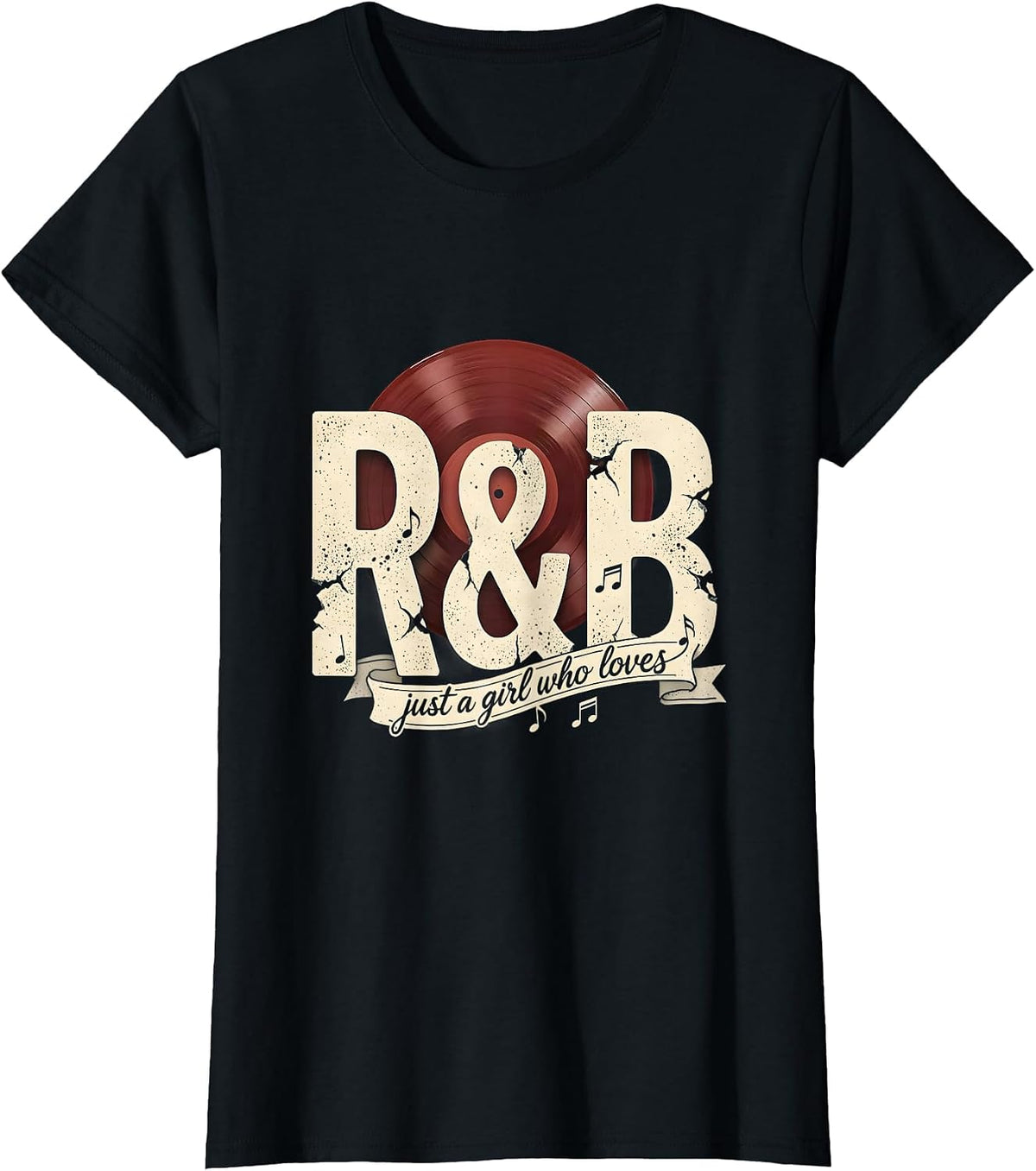 Women's Just A Girl Who Loves R&B Music Lover Affinity T-Shirt - Black