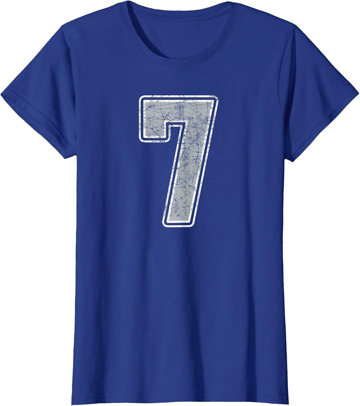 Silver White Number 7 Jersey Player Uniform #7 T-Shirt - Royal Blue