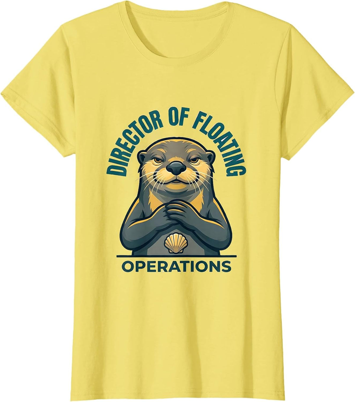 Director Of Floating Operations Funny Otter Novelty Mascot T-Shirt - Lemon Yellow