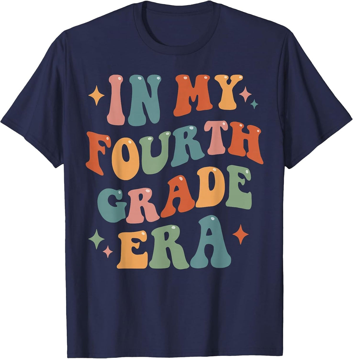 in My Fourth Grade Era Retro Funny 4th Grade Teacher Team T-Shirt - Navy Blue