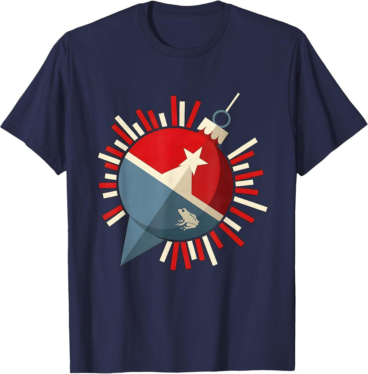 Puerto Rican Christmas Ornament Heritage Family Pride T-Shirt - Navy Blue