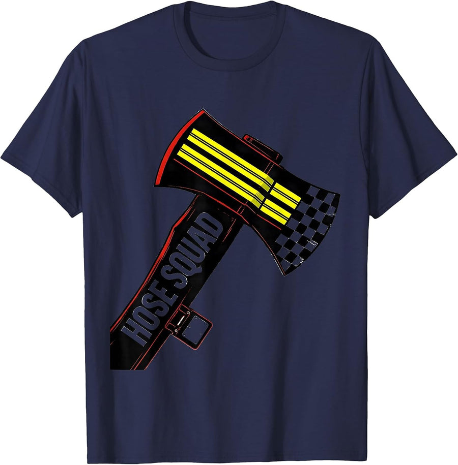 Hose Squad Racing Livery Firefighter Fire Department Pride T-Shirt - Navy Blue