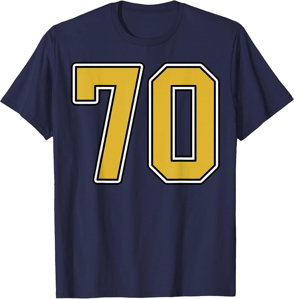 Old Gold Black White Sports Number 70 Jersey Uniform Player T-Shirt - Navy Blue
