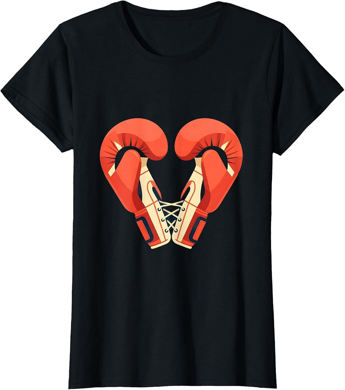 I Heart Boxing Gloves Tied Together Love Design T-Shirt - Black