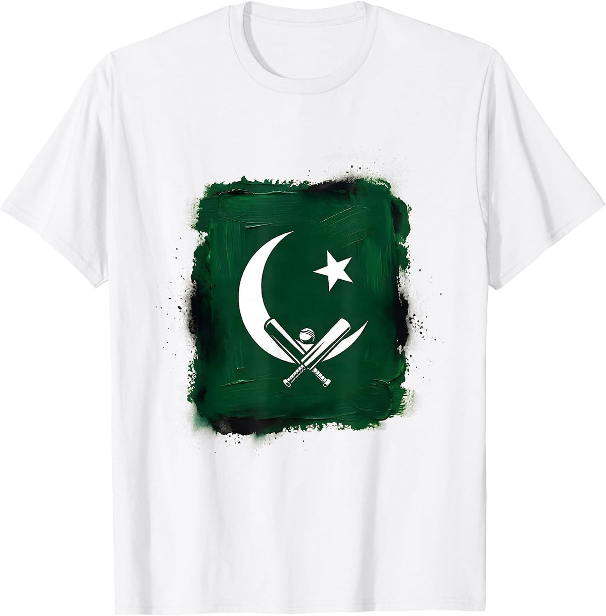 Men's Pakistan Green Flag Cricket Heritage Pride T-Shirt - White
