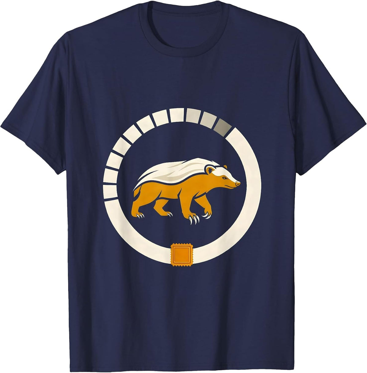 Men's Sealed Honey Badger Badge Ring Editorial Concept Animal T-Shirt - Navy Blue