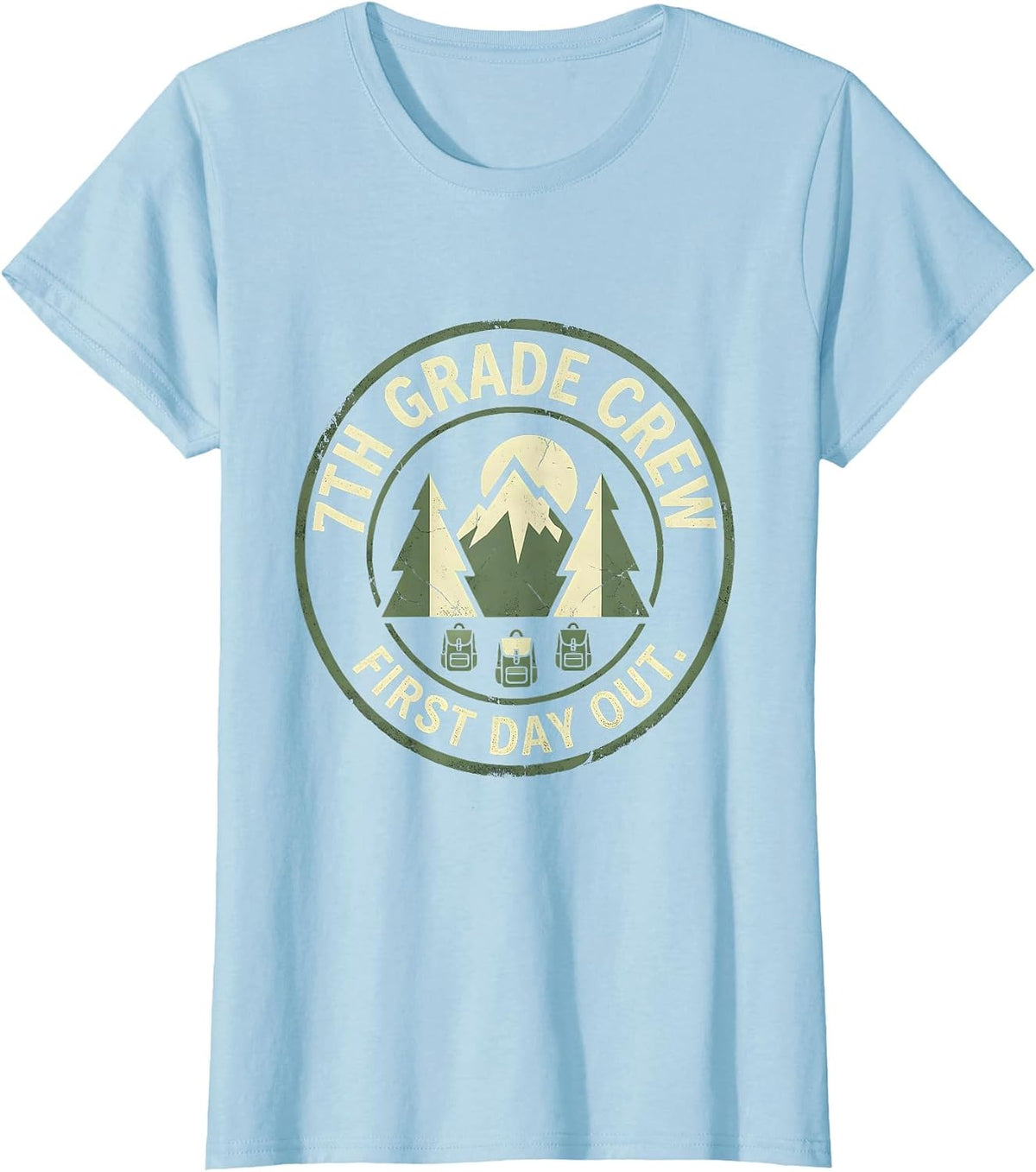Women's 7th Grade Crew First Day Out Boho Nature Back To School T-Shirt - Baby Blue