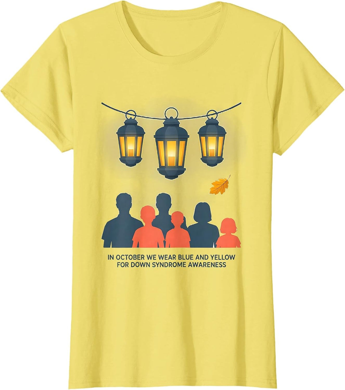 In October We Wear Blue Down Syndrome Awareness T-Shirt - Lemon Yellow