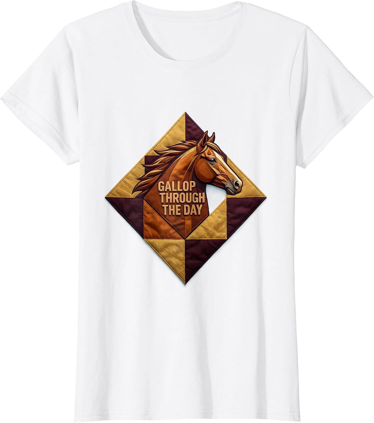 Women's Gallop Through the Day Horse Lover Design T-Shirt - White