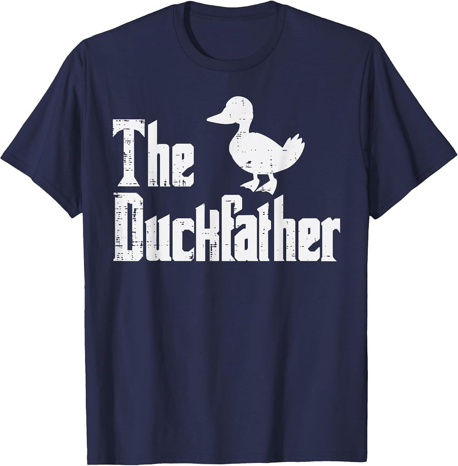 The Duckfather Funny Duck Lover Fathers Day Dad Papa Men T-Shirt - Navy Blue