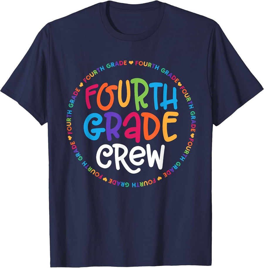 Fourth Grade Crew Back to School Matching Tee for 4th Grade T-Shirt - Navy Blue