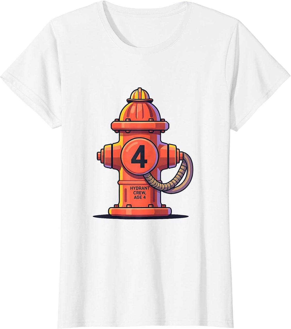 Women's Hydrant Crew Age 4 Flat Vector Firefighter Toddler Kids T-Shirt - White