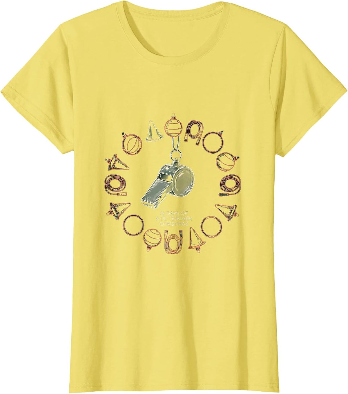 12 Days Of A PE Teacher Christmas Physical Education Xmas T-Shirt - Lemon Yellow