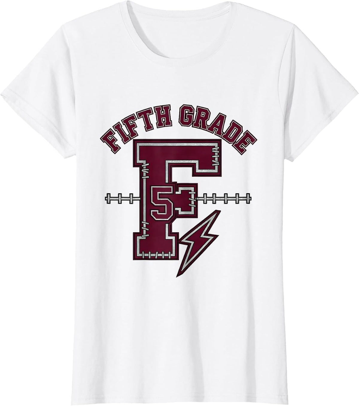 Fifth Grade Retro Teacher Lightning Bolt Pencil T-Shirt - White