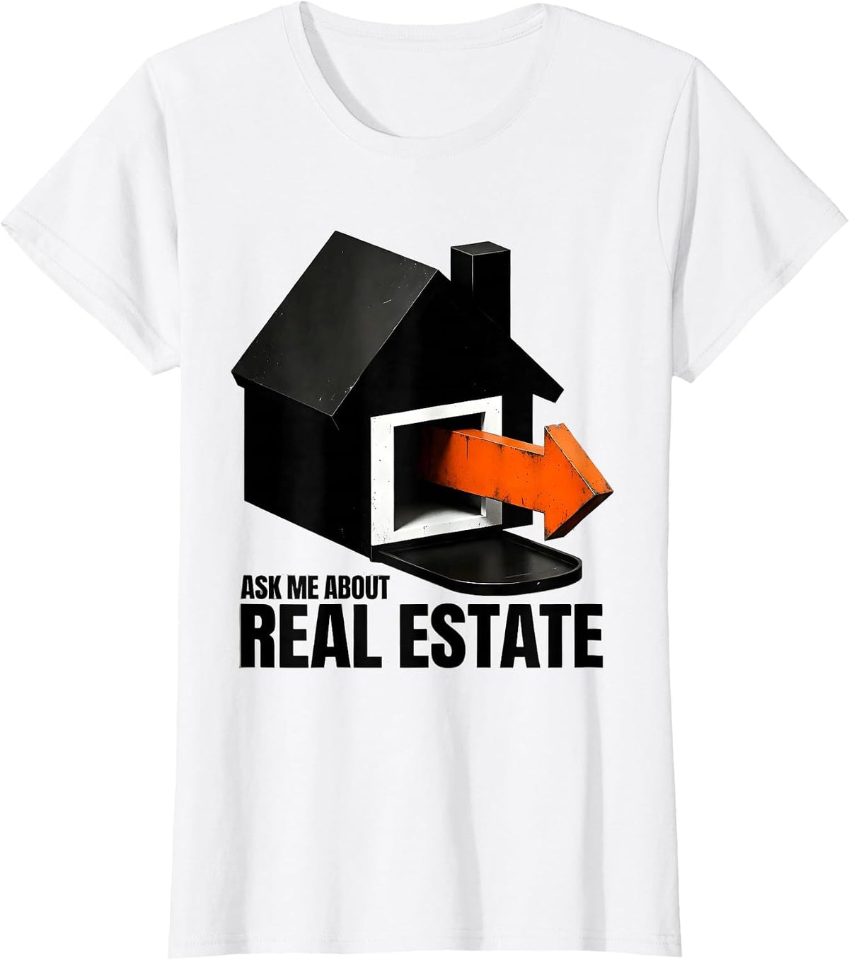 Ask Me About Real Estate Brutalist Realtor Funny Real Estate T-Shirt - White
