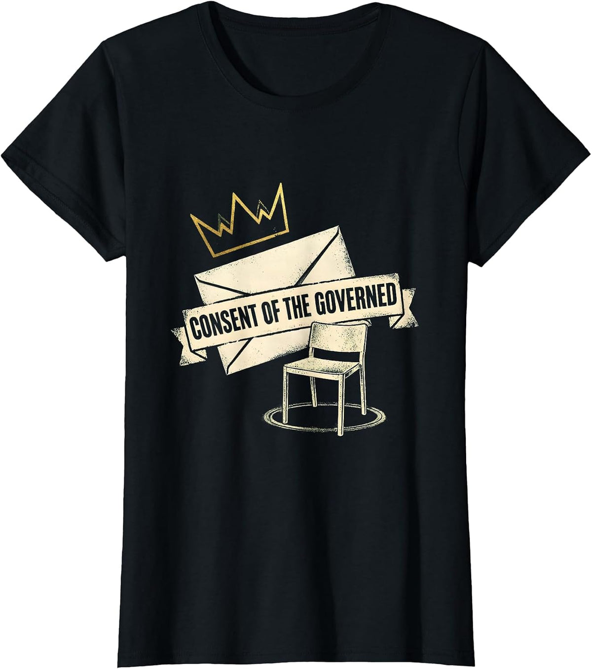 Consent Of The Governed Rubber Stamp Political Satire T-Shirt - Black