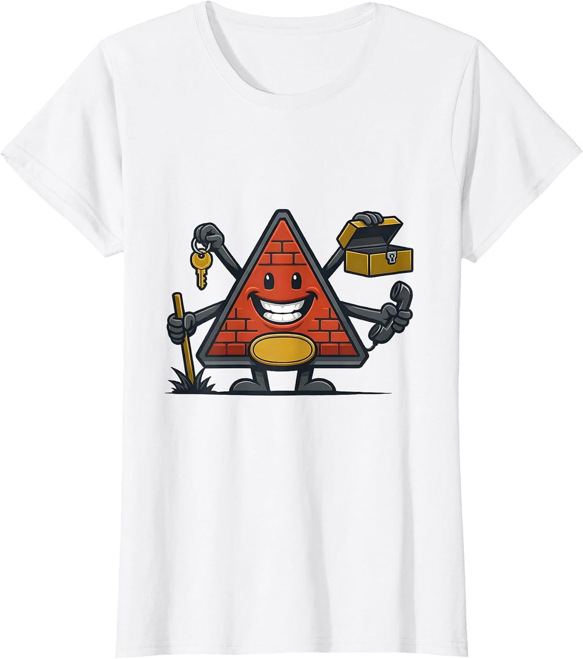 Triangular Roof Mascot Realtor Humor Real Estate Agent Gift T-Shirt - White