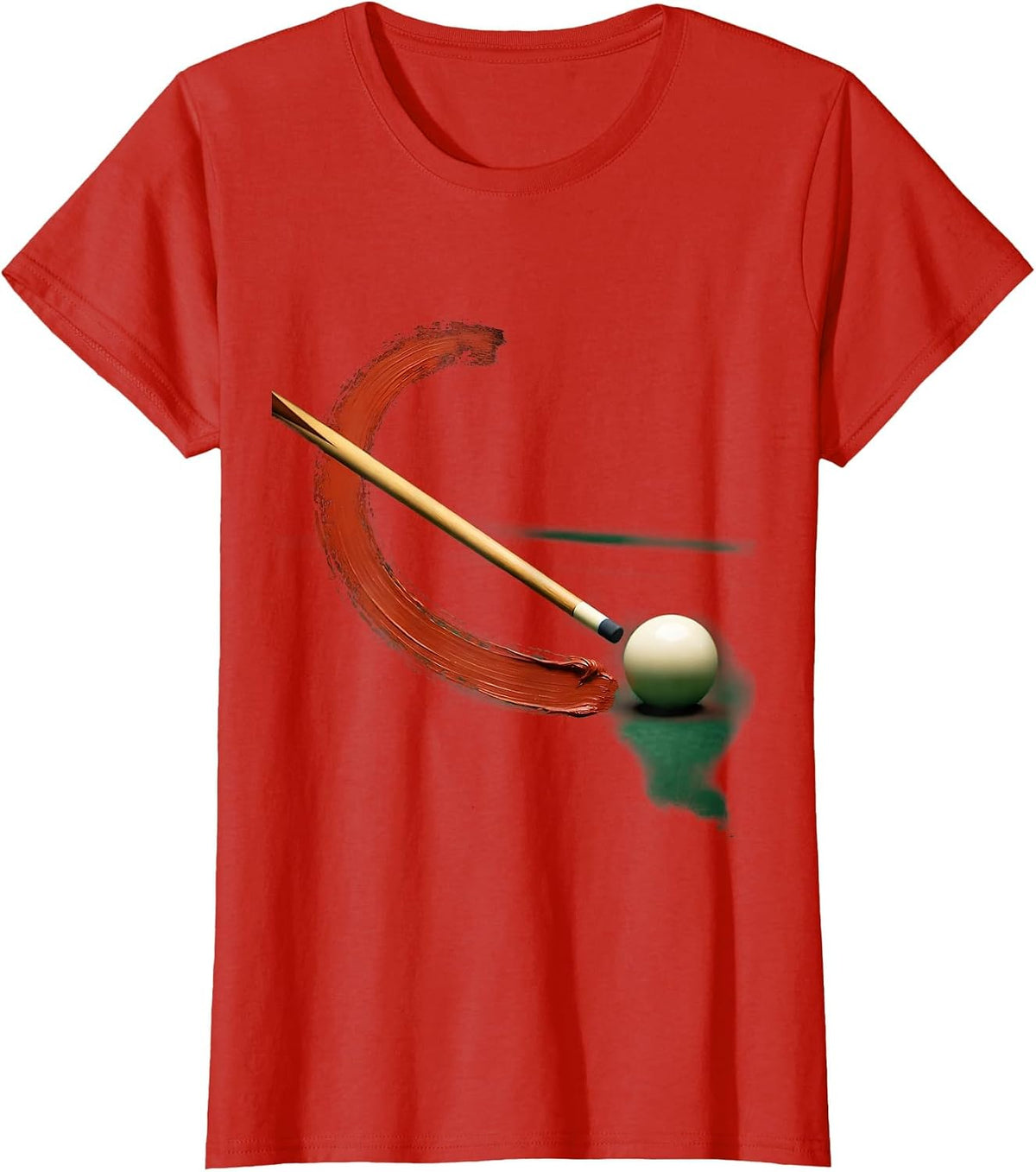 Women's Billiard Cue Stroke Humor Pool Player Novelty T-Shirt - Red