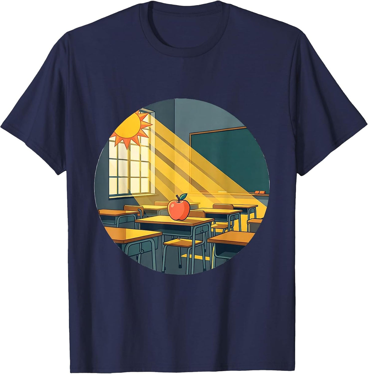5th Grade Teacher Classroom Sunshine Illustration T-Shirt - Navy Blue