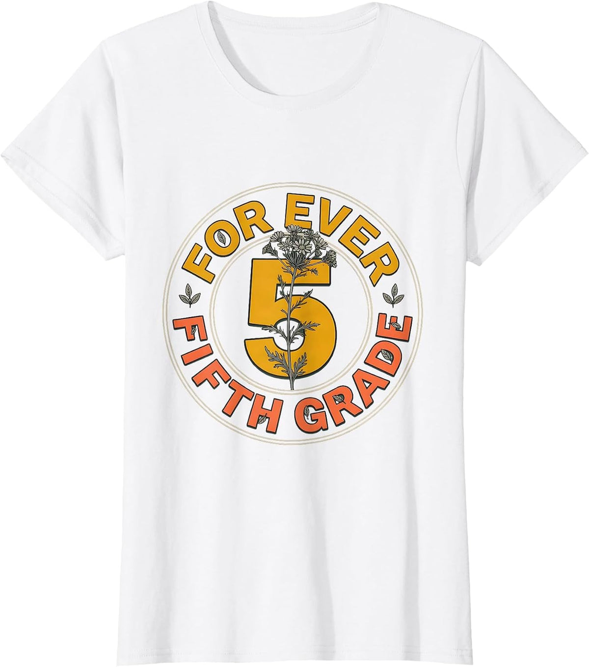 For Ever Fifth Grade Retro Teacher Wildflowers T-Shirt - White