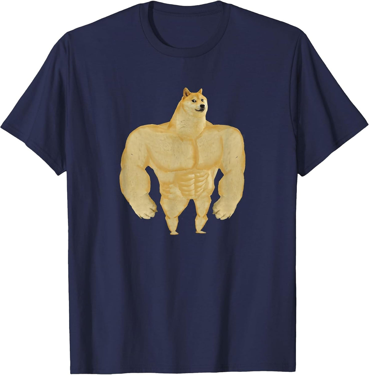 Swole Dog Meme Buff Dog Meme T-Shirt - Navy Blue