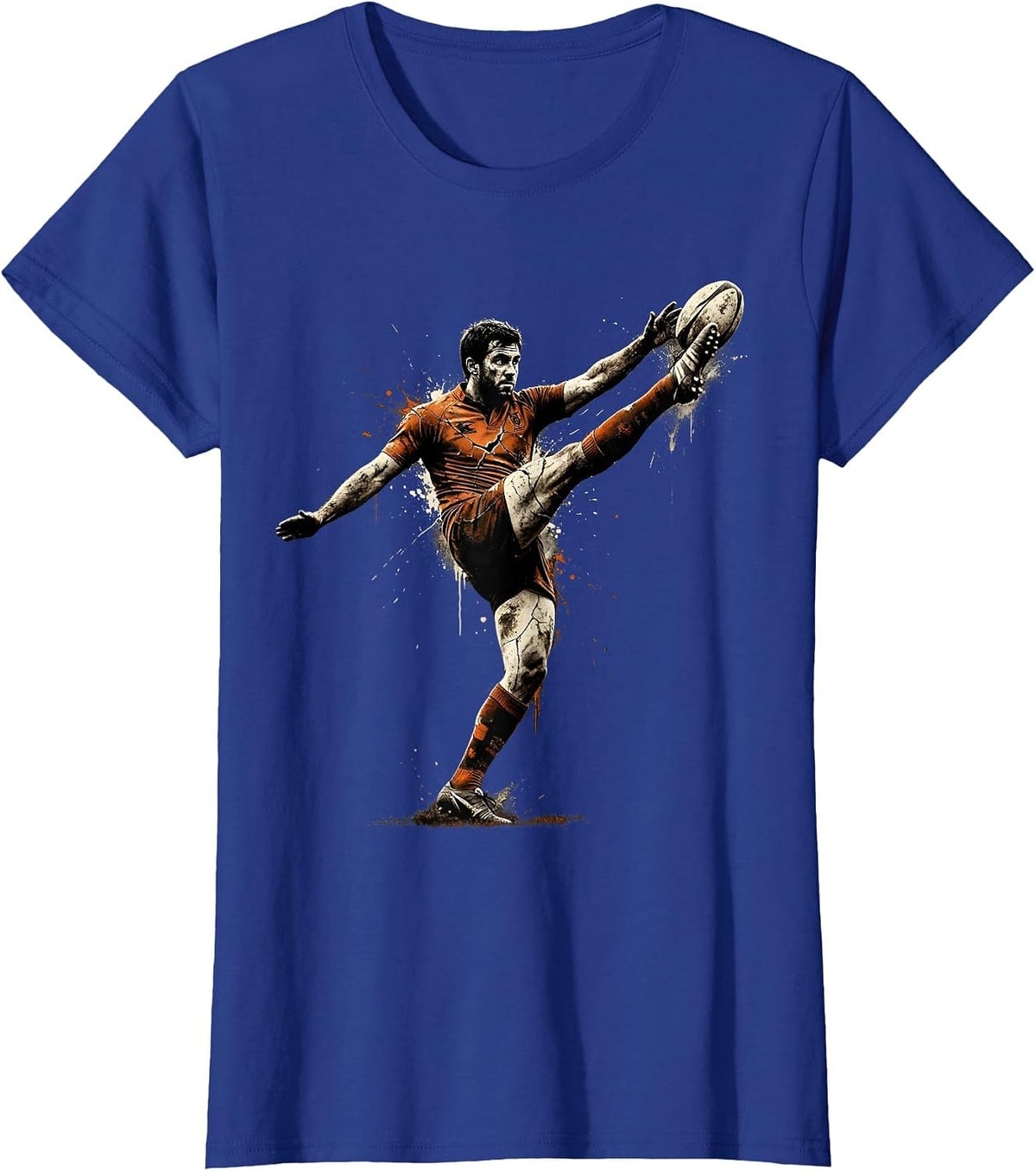 Women's Rugby Conversion Kick Silhouette Graphic T-Shirt - Royal Blue
