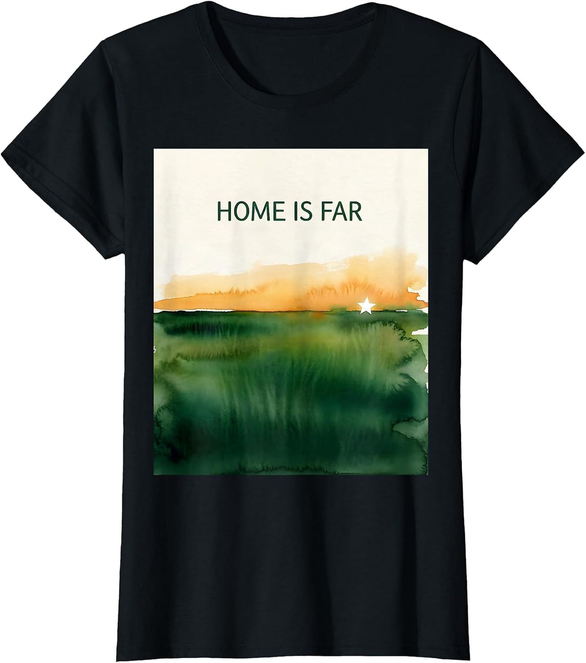 Home Is Far Watercolor Indian Pakistani Independence Day T-Shirt - Black