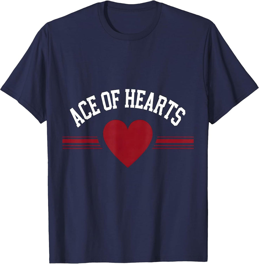 Ace Of Hearts Sports Jersey-Style Halloween Costume Poker T-Shirt - Navy Blue