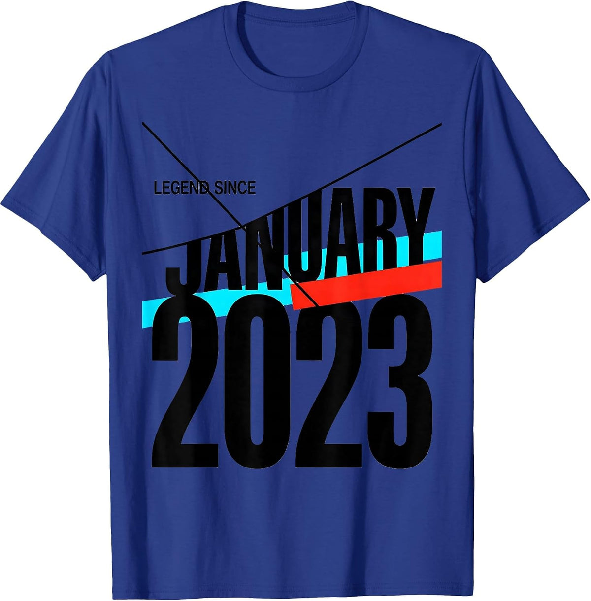 Men's Legend Since January 2023 Birthday Milestone New Wave T-Shirt - Royal Blue