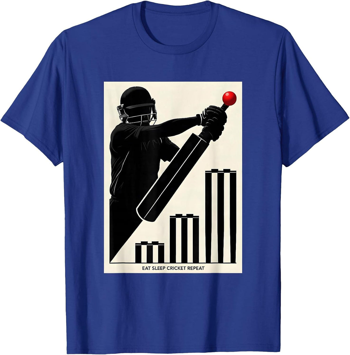 Eat Sleep Cricket Repeat Funny Cricket Player Youth Sports T-Shirt - Royal Blue