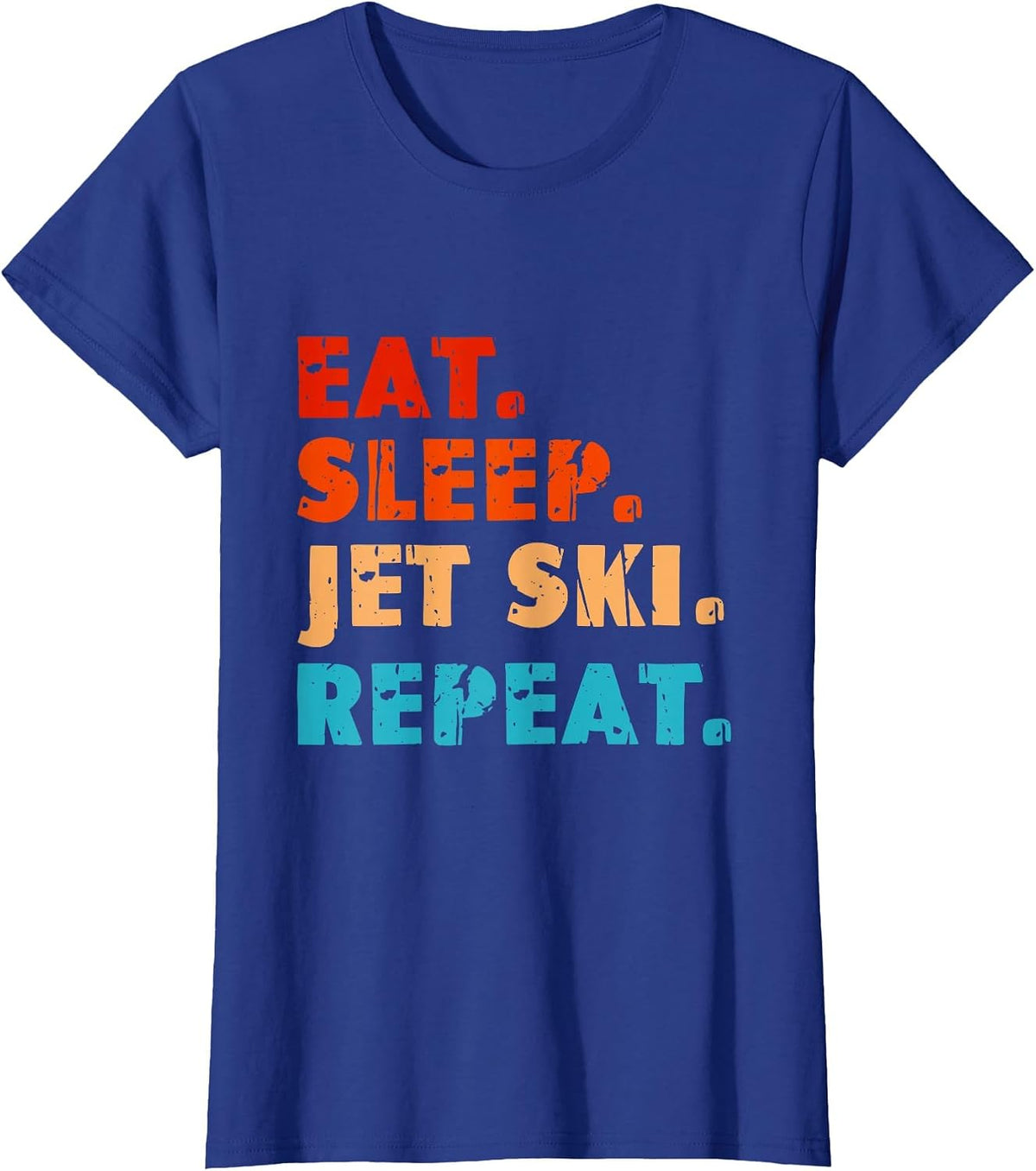 Jet Skiing Eat Sleep Jet Ski Personal Watercraft Rider Retro T-Shirt - Royal Blue
