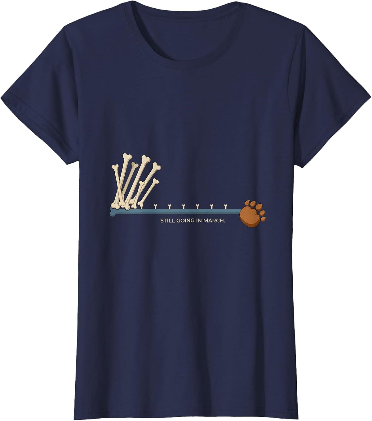 Women's Still Going In March Funny Sloth New Year Resolution Humor T-Shirt - Navy Blue