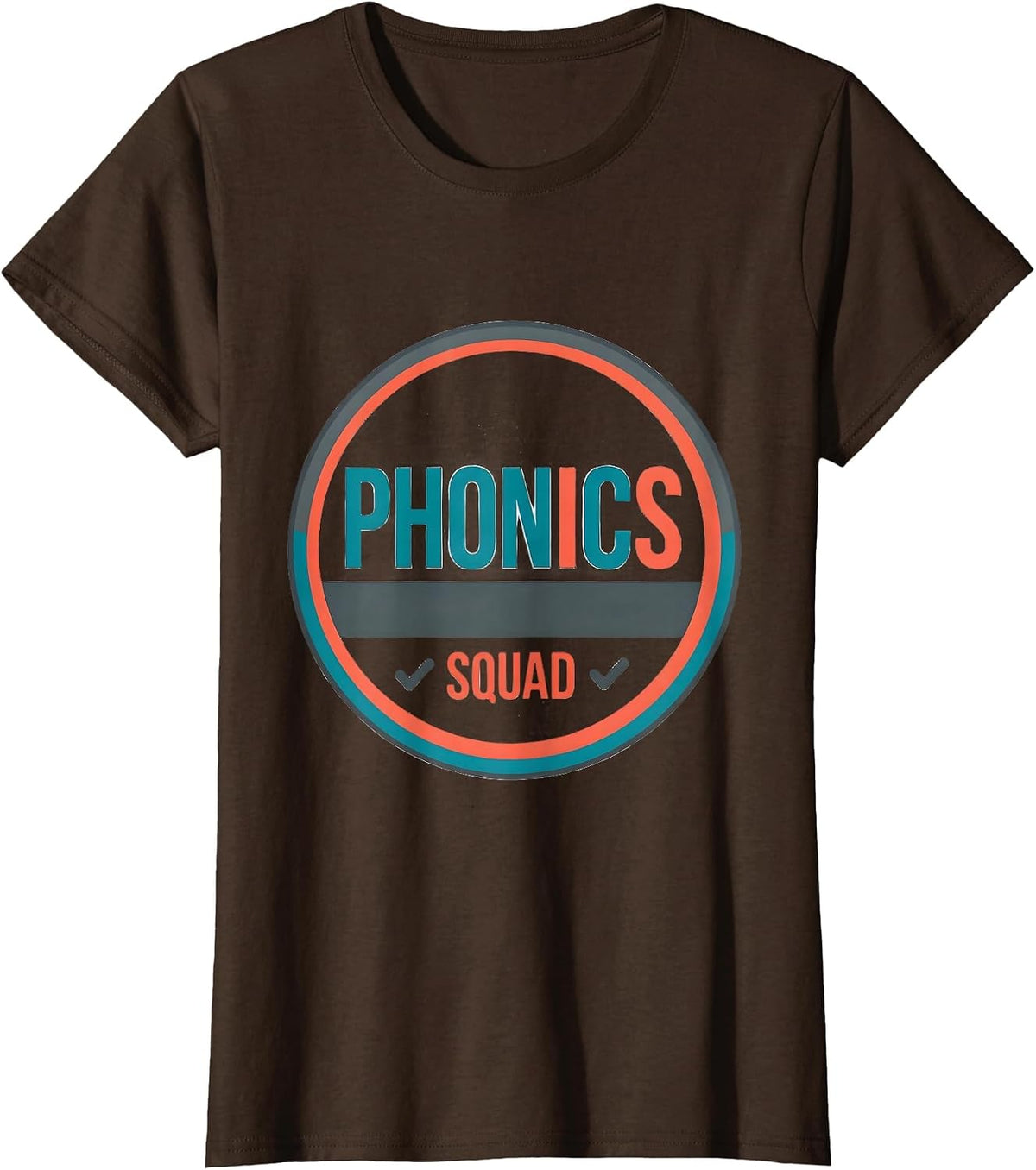 Women's Phonics Squad Structured Literacy Reading Teacher Team Pride T-Shirt - Brown