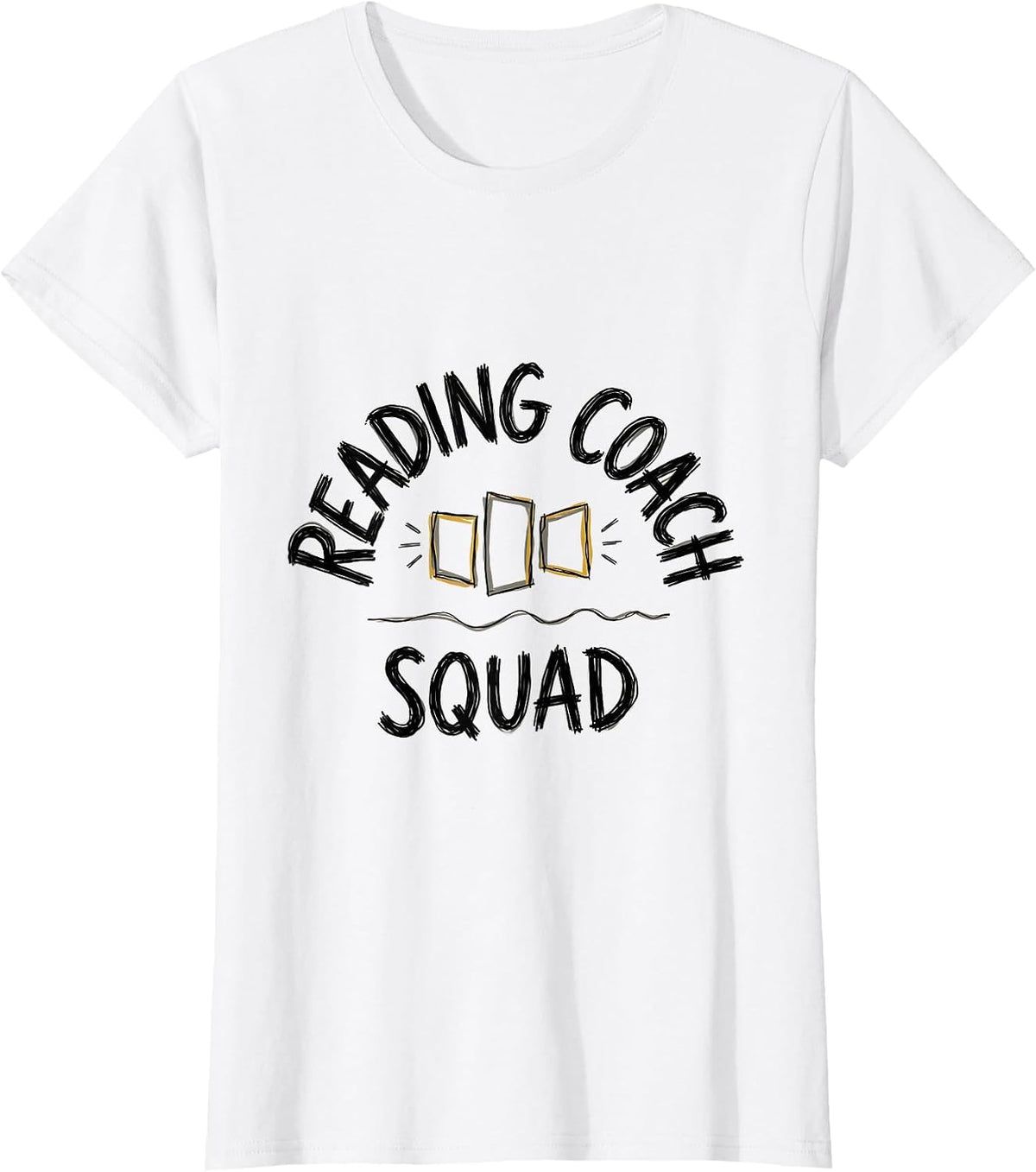 Reading Coach Squad Hand-Sketched Literacy Teacher T-Shirt - White