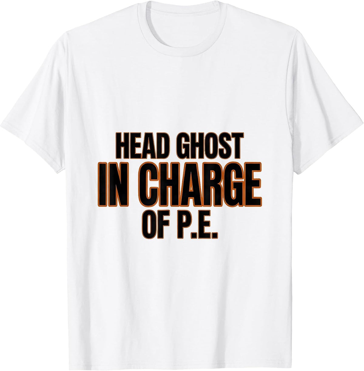 Men's Head Ghost In Charge Of P.E. Funny PE Teacher Halloween T-Shirt - White