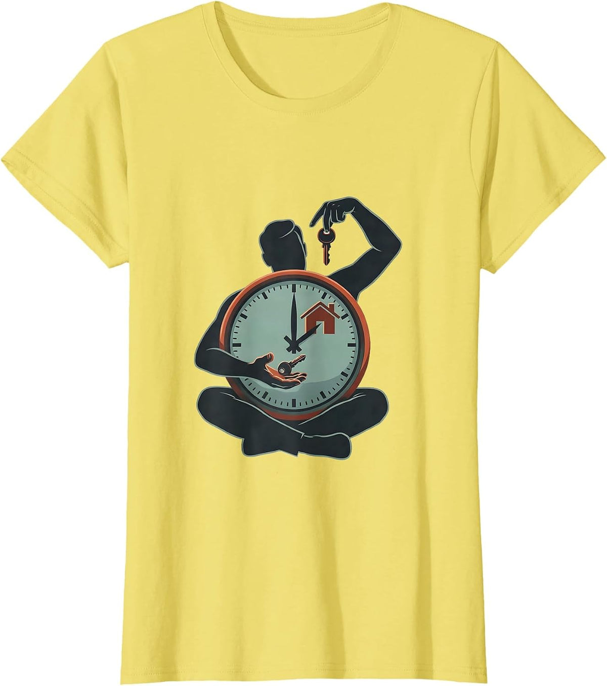 Seated Realtor Clock Agent Humor Gift T-Shirt - Lemon Yellow