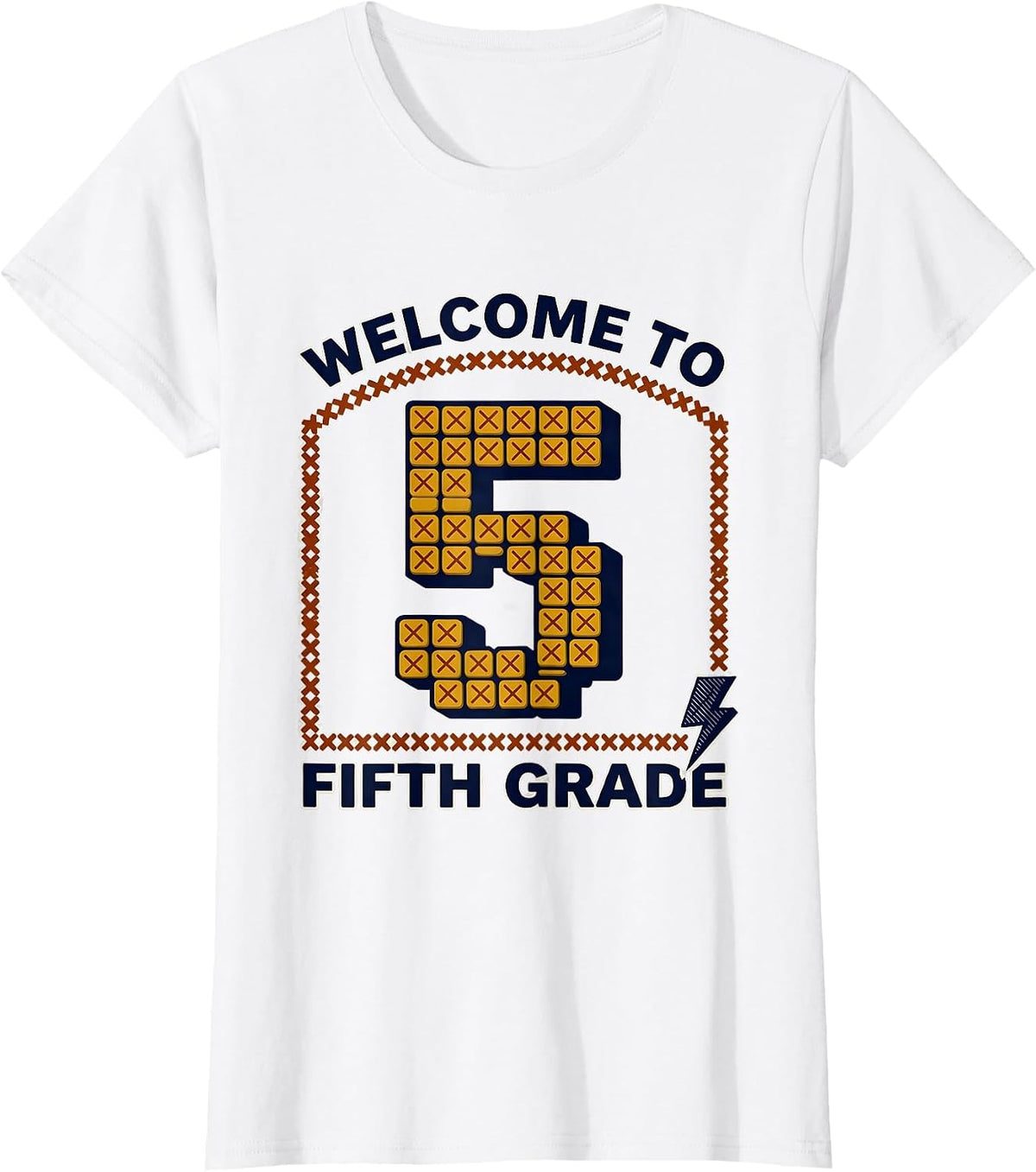 Welcome to Fifth Grade Retro Teacher Lightning Bolt T-Shirt - White