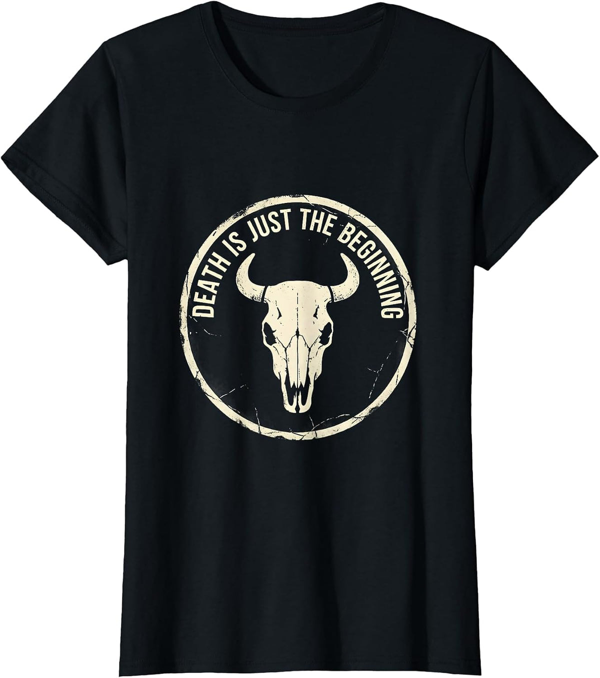 Death Is Just The Beginning Skull Design T-Shirt - Black