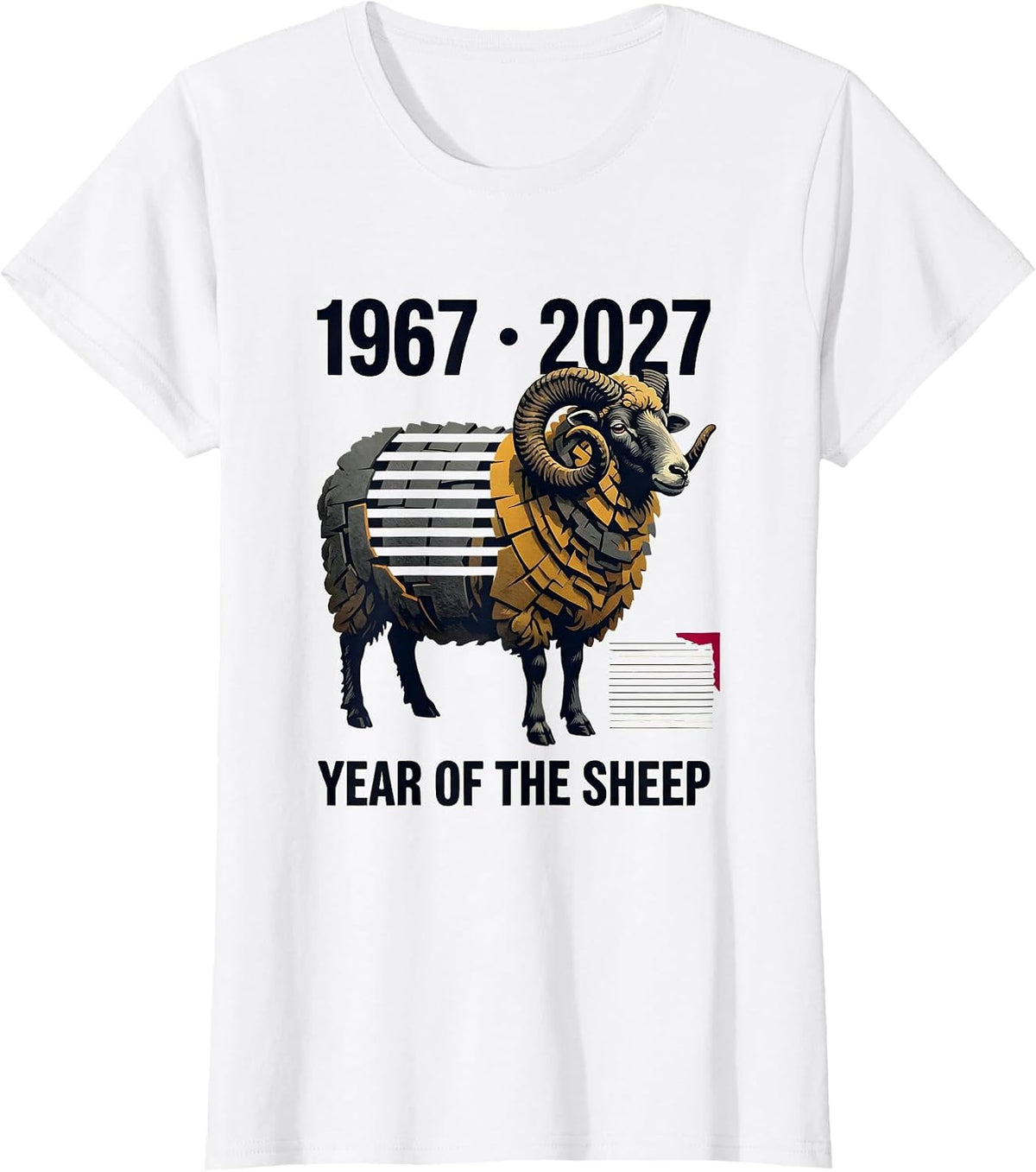 1967 · 2027 Year Of The Sheep Zodiac 60th Birthday Lunar New T-Shirt - White