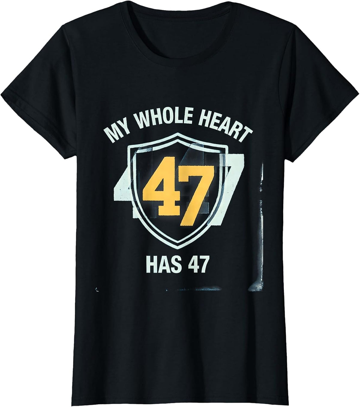 My Whole Heart Has 47 Down Syndrome Awareness Cyanotype T-Shirt - Black