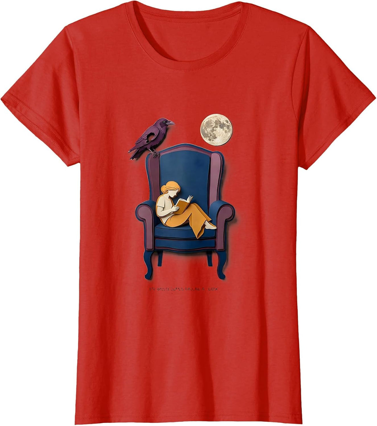 My Raven Comes Around at Dusk Gothic Literary Humor Poe Fan T-Shirt - Red