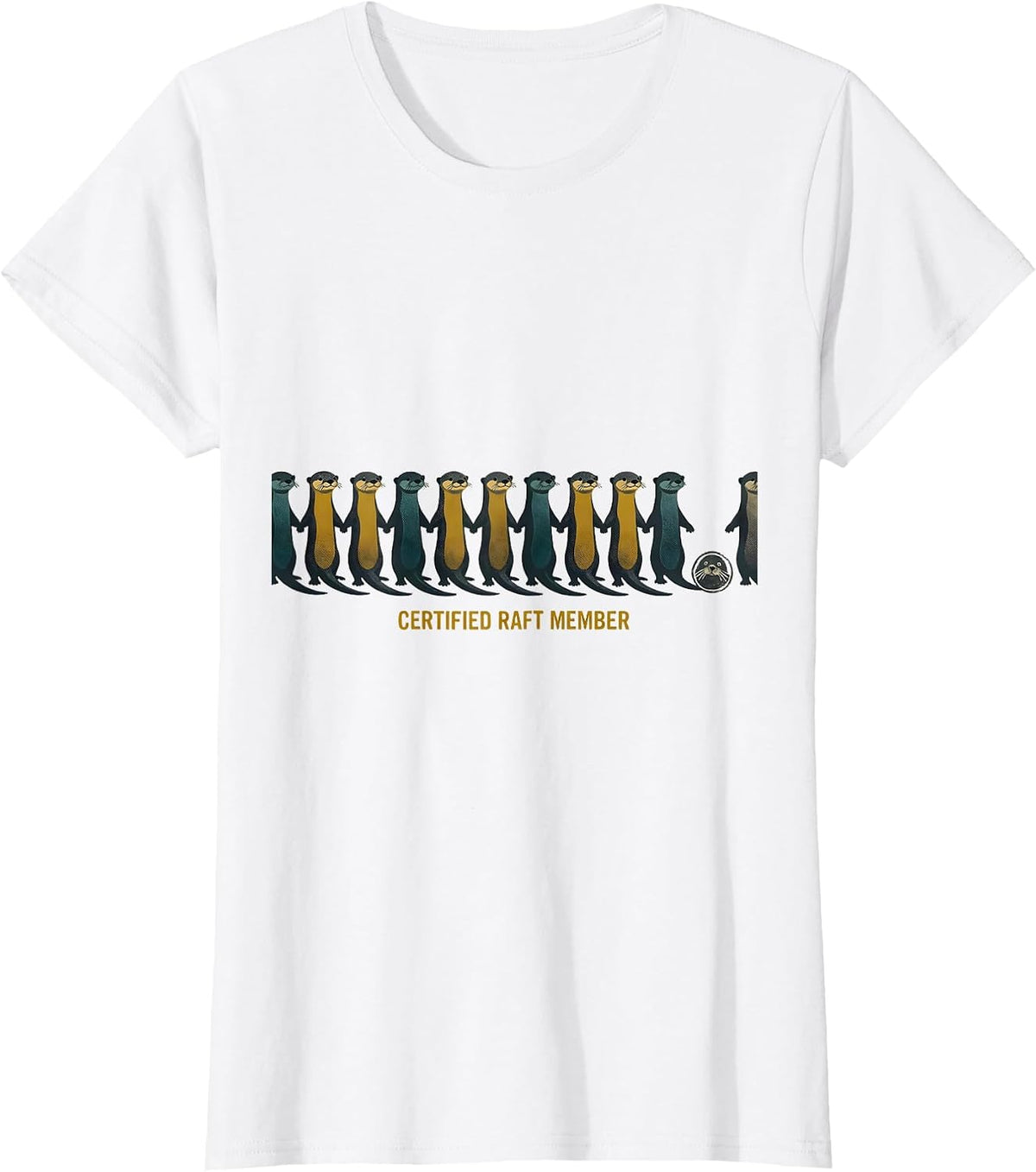 Women's Certified Raft Member Midcentury Modern Otter Lover Humor T-Shirt - White