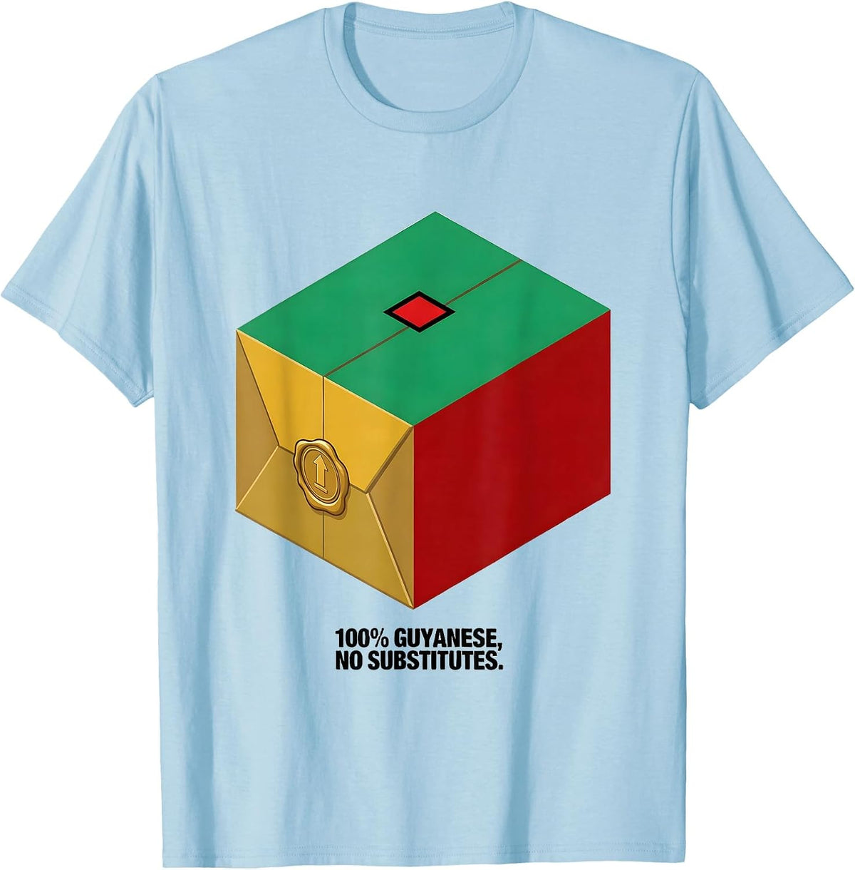 Men's 100% Guyanese No Substitutes Isometric Flag Pride T-Shirt - Baby Blue
