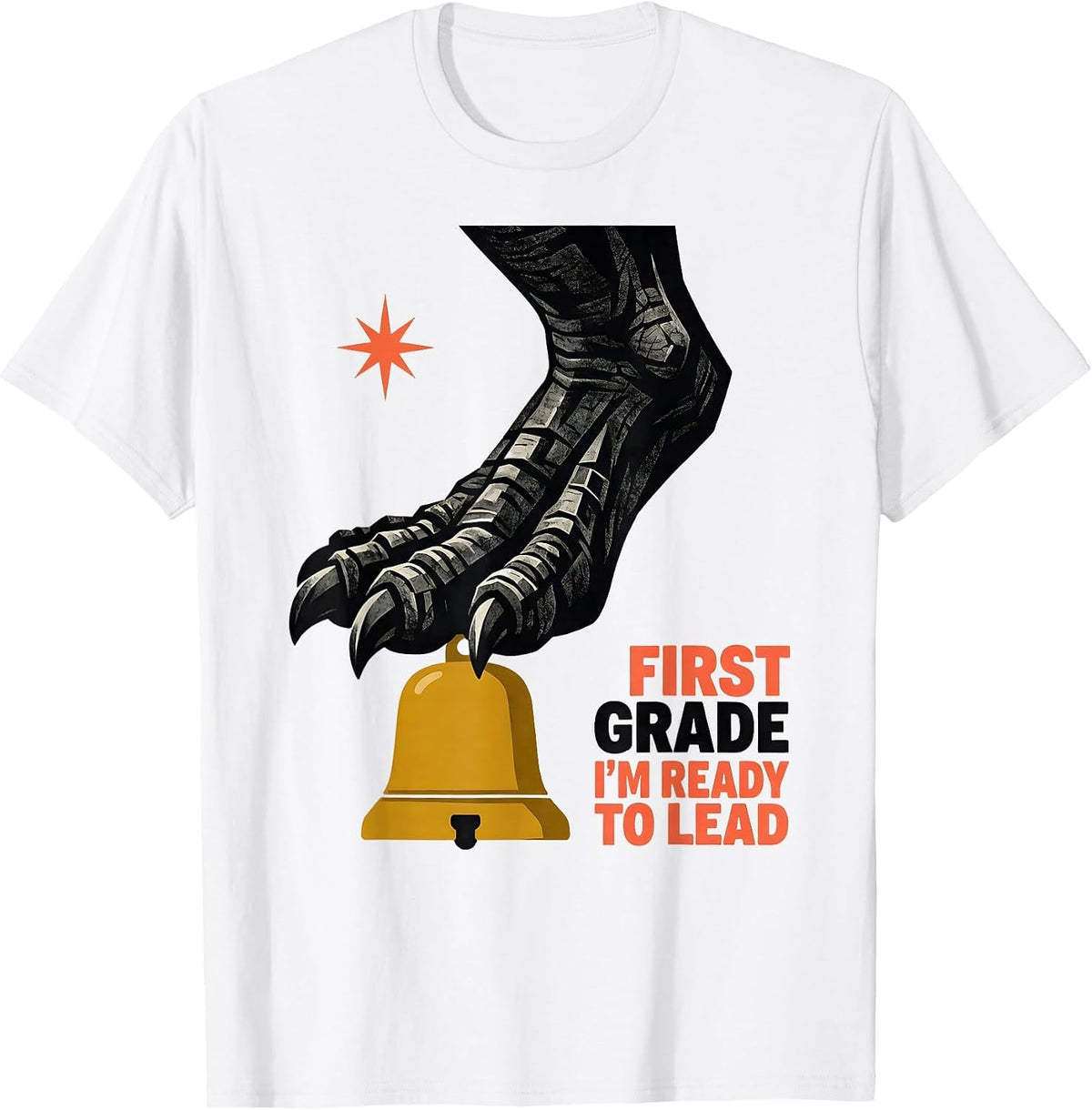 Men's First Grade I'm Ready To Lead Playful Dinosaur Boy Back T-Shirt - White