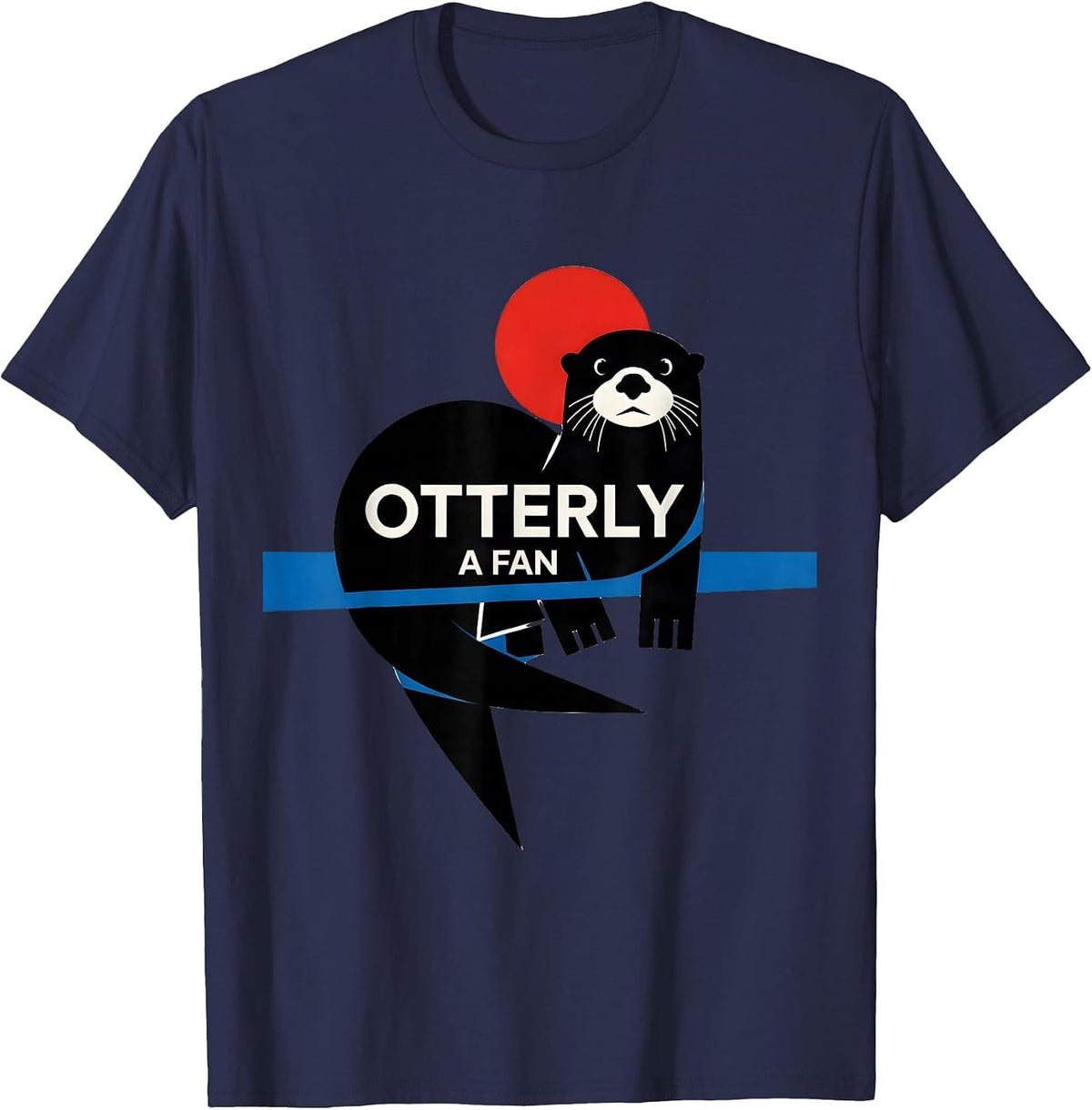 Otterly A Fan Bauhaus Modernist Otter Lover Pun Humor T-Shirt - Navy Blue