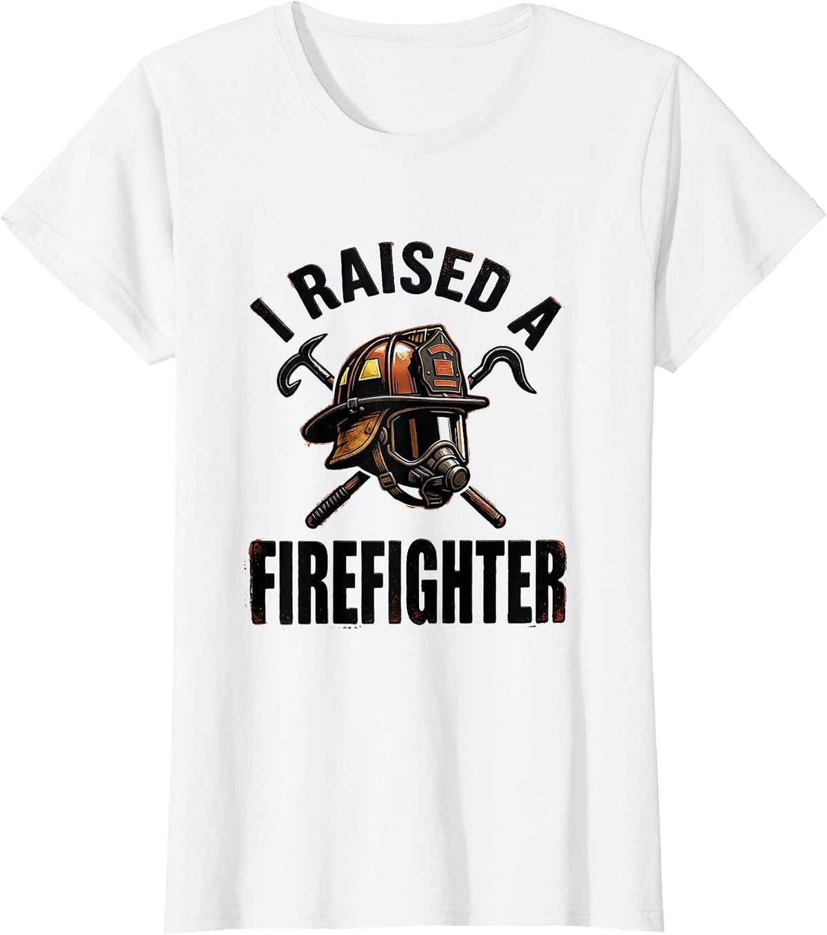 I Raised A Firefighter Rubber Stamp Firefighter Parent T-Shirt - White